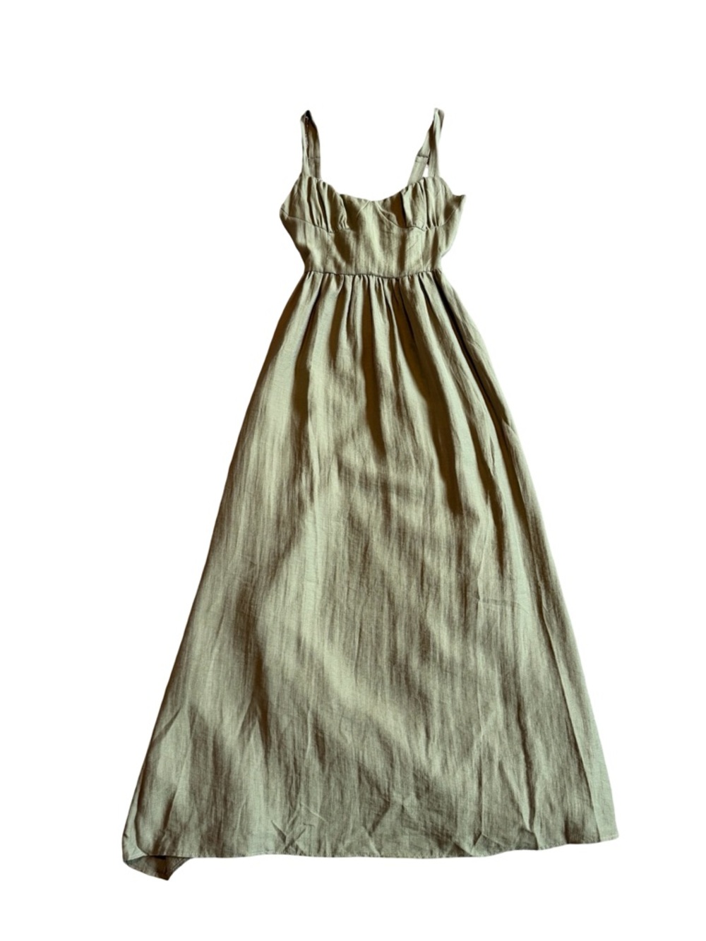 Edit by Nine Sage Green Midi Dress Sleeveless Linen Blend Size Medium Womens NWT